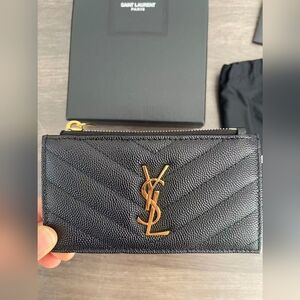 YSL Saint Laurent Cassandre Matelassé Zipped Card Case